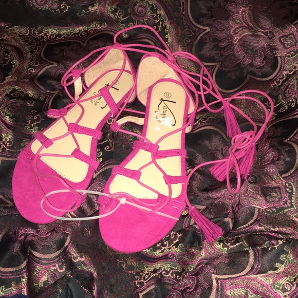 Fuchsia Tassel Gladiator Sandal - Picture 2 of 6
